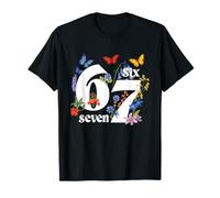 Schmetterling Floral 67 Six Seven Meme Gen Alpha Slang Nette Kunst T-Shirt