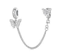 Schmetterling Sicherheit Kette Charms mit 2 Gummi Abstandshalter Stopper Charms 925 Sterling Silber Perlen passen Pandora Charms Armband für Frauen