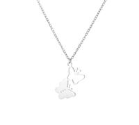 Schmetterlings-Halskette für Damen, 925er Sterlingsilber, Herz-Anhänger, „I Love You“-Halskette, Halsband in Rosa und Blau