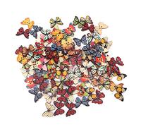 Schmetterlings-Holzknopf, dekorative bunte DIY-Bastelknöpfe zum Nähen, Stricken, Häkeln, Scrapbook-Dekoration, 200 Stück, gemischter Stil, Verbundholzmaterial
