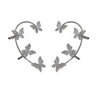 Schmetterlings-Ohrringe, glitzernde Zirkoniasteine, ohne Ohrloch, für Damen und Mädchen