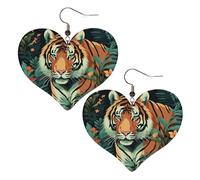 Schmetterlings- und Tiger-Leder-Ohrringe für Damen, Herz-Ohrringe, leicht, baumelnde Ohrringe, Schmuck-Geschenke, One Size, Kein Edelstein