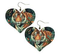 Schmetterlings- und Tiger-Leder-Ohrringe für Damen, Herz-Ohrringe, leicht, baumelnde Ohrringe, Schmuck-Geschenke