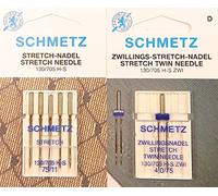 Schmetz 1 Stretch Zwillings Nadel + 5 Stretch 130/705 Flachkolben Nähmaschinen Nadeln