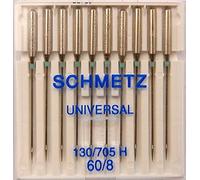 SCHMETZ - 10 Universal Nähmaschinen Nadeln (Flachkolben) - System 130/705 H - Nm 60 // 8