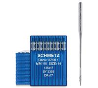 SCHMETZ | 100 Industrienähmaschinennadeln | Rundkolben | 135X17, SY 3355 und DPX17 | Nadeldicke 90/14 | Hinweis: Überprüfen Sie das empfohlene Nadelsystem in der Bedienungsanleitung