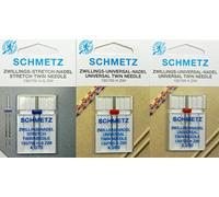 SCHMETZ 3 Zwillingsnadeln Sortiment Stretch NM 4,0/75 Universal NM 4,0/80 und 3,0/90