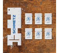 SCHMETZ | 30 Nähmaschinennadeln | Maxi Starter Set | für die gängigsten Materialien | Sortierungen | Inklusive 1 Saummaß