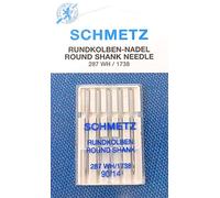 SCHMETZ Nähmaschinennadeln | 5 Rundkolben-Nadeln | System 287 WH, 1738, DBx1 und SY 2270 | Nadeldicke 90/14 | Mit Rundkolben für bestimmte Haushalts- und Industrienähmaschinen