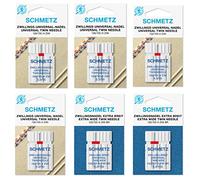 SCHMETZ: 6 Zwillingsnadel - Nähmaschinen Nadel 130/705 - Universal - 90/3.0, 90/4.0 & 100/6.0