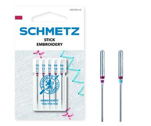 Schmetz Embroidery-Sticknadeln 75-90/ System 130/705 H-E/ 5 Nadeln