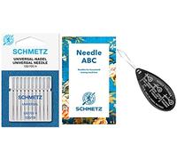 Schmetz Haushaltsnähmaschinennadeln - Universal (normal) 130 705 H, 10 Stück, Größe: 120 19 + UNIQUE GRATIS großer Nadeleinfädler & Schmetz Nadelführung - passend für Brother, Singer, Janome etc.