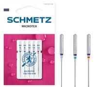 Schmetz Nähmaschinennadeln Microtex 60/8–80/12 für feines, dichtes Gewebe 5 Stück