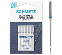 Schmetz Nähmaschinen-Nadeln, 89 Größen, 3 Stück + 1 Nadeleinfädler , Single Packet, Denim / Jeans 110/18 + Threader