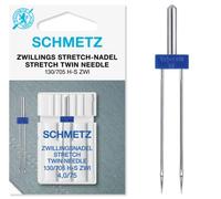 Schmetz Nähmaschinen-Nadeln, 89 Größen, 3 Stück + 1 Nadeleinfädler , Single Packet, Twin Stretch 4.0/75 + Threader