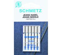 SCHMETZ | 5 Nähmaschinennadeln | Jeans | 130/705 H-J | Nadeldicke 110/18 | Geeignet für das Vernähen von Jeans und ähnlichen Stoffen | auf jeder gängigen Haushaltsnähmaschine einsetzbar