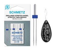 Schmetz Nähmaschinennadel Stretch Twin Größe 2,5/75 2er Pack Nadeln inkl. großem Nadeleinfädler