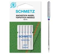 SCHMETZ Nähmaschinennadeln | 5 Nachstick-Nadeln (5 Topstitch-Nadeln) | 130 N | Nadeldicke 100/16 | auf allen gängigen Haushaltsnähmaschinen und Haushaltsstickmaschinen einsetzbar