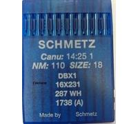 Schmetz Nähmaschinennadeln für Industrienähmaschinen: 16 x 231 / 16 x 231 SES Kugelspitzennadeln / Jerseynadeln (Packung mit 10 Stück) + Nadeleinfädler 16x231 - 110/18 (Single Packet)