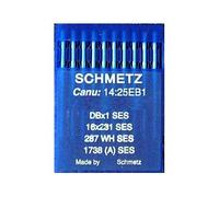 Schmetz Nähmaschinennadeln für Industrienähmaschinen: 16 x 231 / 16 x 231 SES Kugelspitzennadeln / Jerseynadeln (Packung mit 10 Stück) + Nadeleinfädler 16x231 SES - 100/16 (Single Packet)