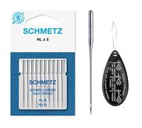 Schmetz Nähmaschinennadeln HLx5 (High Speed Professional Quilting) Größe 75/11, 10 Stück, inklusive großem Nadeleinfädler