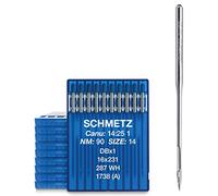 100 SCHMETZ Industrienähmaschinennadeln System 1738 (A) / DBx1 / 287 WH / 16x231 in Nadeldicke 90/14 | Nadeln mit 1,63mm Rundkolben für Industrienähmaschinen