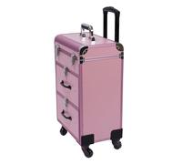 Schminkstation Schminktisch Mit 4Rollen Schminkkoffer Make Up Koffer Trolley Kosmetikkoffer Groß Kosmetikorganiser Multikoffer Schmuckkoffer Friseurkoffer HandgepäCk Beauty Case Rosa Rollen