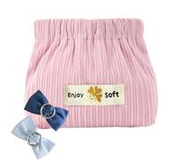 Schminktasche aus geripptem Samt - Kleine weiche Kosmetiktasche für 6 x 4 Zoll, Organizer mit elastischer Öffnung, Aufbewahrungstasche | Tragbares Beauty-Accessoire für Schmuck mit Fa, Rosa, Beziehen