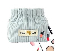 Schminktasche aus geripptem Samt - kleine weiche Kosmetiktasche, tragbare Hautpflegetasche, Organizer für Haarnadeln, Haarbänder, Schmuck, blau, Verweis auf die Beschreibung, Verweis auf die