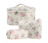 Schminktasche - Kosmetiktasche | 3-teiliges Toilettenartikel-Organizer-Set, niedliche Kosmetiktaschen aus Baumwolle mit Blumenmuster für Reisen, Rucksacknutzung, tragbarer, langlebiger, leichter Organ