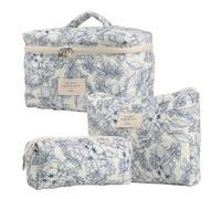 Schminktasche - Kosmetiktasche | 3-teiliges Toilettenartikel-Organizer-Set, niedliche Kosmetiktaschen aus Baumwolle mit Blumenmuster für Reisen, Rucksacknutzung, tragbarer, langlebiger, leichter Organ