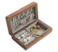 Schmuck-Aufbewahrungsbox aus Massivholz mit mehreren Fächern und weichem Flanellfutter für Ringe, Ohrringe, Halsketten, Armbänder, Uhren (Walnussgrau)