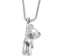 Schmuck-Checker Halskette mit Teddy Bär Anhänger Lieblings-Kuscheltier Glücksbriner Geschenkidee aus 316L Edelstahl silber poliert und detailliert