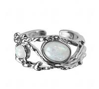 Schmuck Der Ringe Damen Hohler Ring Frauen mit -Starburst-Ring Kalter Windlicht-Luxusring Ringe Kindergeburtstag (Silver, One Size)