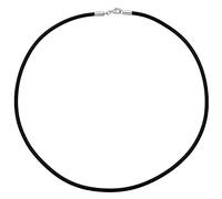 Schmuck Krone 2,0mm Kautschukkette schwarz Karabiner aus 925 Silber Unisex 42cm
