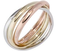 Schmuck Krone 3-er Ring Damenring aus 585 Gelbgold Weißgold Rotgold tricolor Dreierring, Ringgröße:Innenumfang 52mm ~ Ø16.6mm