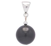 Schmuck Krone Anhänger aus Muschelkernperle & 925 Silber Ã˜14mm Perlenanhänger grau dunkelgrau anthrazit Damen