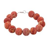 Schmuck Krone Armband aus Natur-Koralle 14mm Kugel mit Poren 925 Silber rot-orange Armschmuck