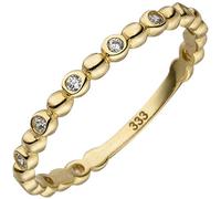 Schmuck Krone Kugel-Ring Damenring 11 Zirkonia weiß 333 Gold Gelbgold Fingerring 2,2mm schmal, Ringgröße:Innenumfang 60mm ~ Ø19.1mm