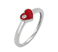 Schmuck Krone Ring Kinderring Herz-rot Zirkonia 925 Silber Kinder, Ringgröße:Innenumfang 46mm ~ Ø14.6mm