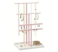 Schmuck Organizers, Schmuckständer 32cm Groß, 4 Ebenen Robust Schmuckaufbewahrung Reise, Schmuckschrank Organizer für Halskette, Armband, Parfüm und Ohrringe, Deko Aesthetic Accessoires, Rosa