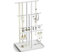 Schmuck Organizers, Schmuckständer 32cm Groß, 4 Ebenen Robust Schmuckaufbewahrung Reise, Schmuckschrank Organizer für Halskette, Armband, Parfüm und Ohrringe, Deko Aesthetic Accessoires, Weiß