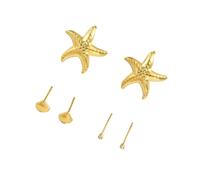 Schmuck-Set aus Legierung mit Muscheln und Meeresanhänger, funkelnder Kristall-Akzent, Accessoire für Freizeitkleidung, Strand-Thema, Ohrring-Set