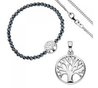Schmuck-Set Baum Lebensbaum 925 Silber Armband Anhänger Kette 38 cm