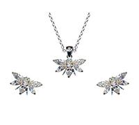 SCHMUCK-SET Bienen/echt Sterling Silber 925 / Ohrringe + Kette + Anhänger/Zirkonia Kristalle Steinfarbe: weiss weiß klar/Online Shop Schmuck kaufen