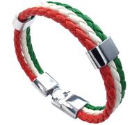 Schmuckarmband, Armreif mit italienischer Flagge, Lederlegierung, für Damen und Herren, Grün Weiß Rot (Breite 14 mm, Länge 23 cm)