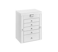 Schmuckbox - HELLOSHOP26 - Großer Koffer mit 6 Fächern - Integrierter Spiegel - Robuster Verschluss - Weiß