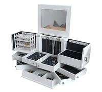 Schmuckbox Schmuckkästchen Schmuckschatulle Schmuckschatulle Aus Holz Mit Spiegeldeckel, 5-lagige Schmuck-Organizer-Box, Extra Große Kapazität, Schmuckschrank, Ring-Halskette Schmuckkasten Schmuckkoff