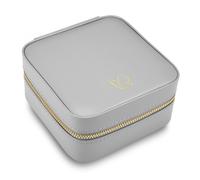 Glanzstücke München Schmuck-Reisetäschchen RT003 Leder Grau 115x115x58 mm