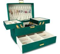 Schmuckkästchen 3 Ebenen Samt Valentinstag Muttertag Grün